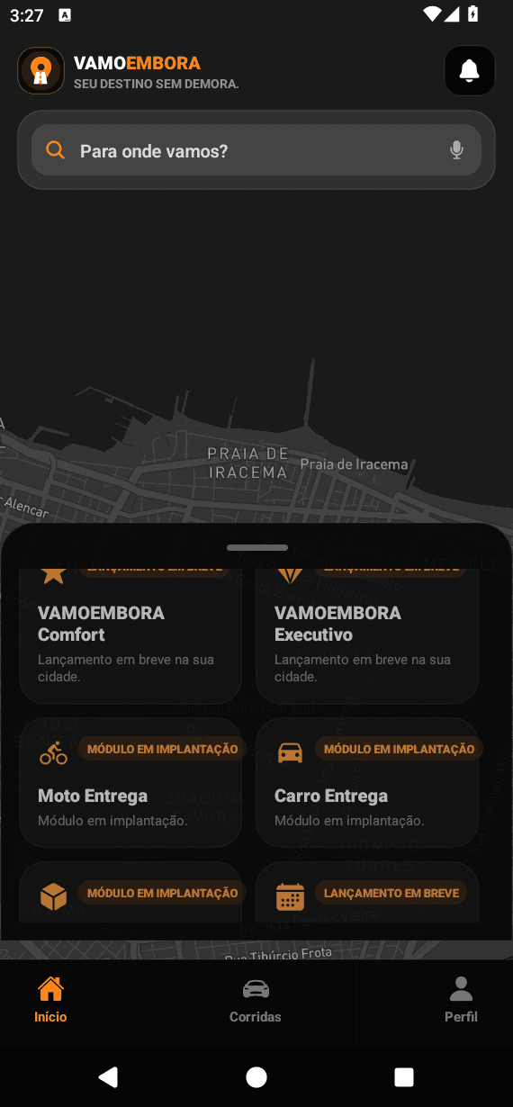Screenshot real da carteira digital no aplicativo VAMOEMBORA